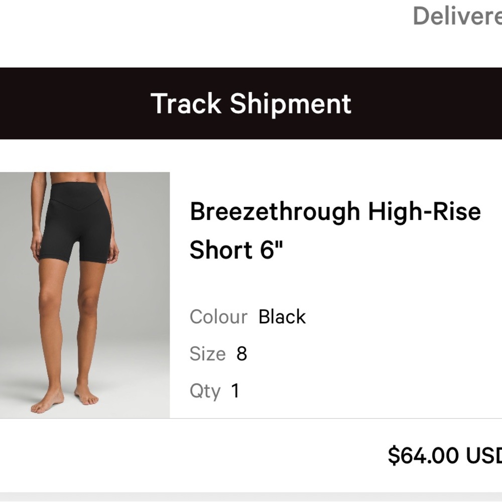 Lululemon breeze through high rise short (no front seam) (never worn) size 8